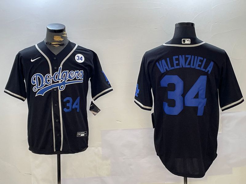 Men Los Angeles Dodgers 34 Valenzuela Black Game 2024 Nike MLB Jersey style 112010